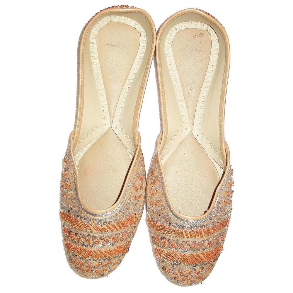 Leather Beaded Slippers PEACH size 9 only